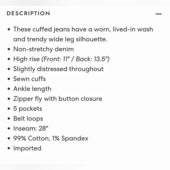 Vervet Denim Wide Leg Jeans with Distressed Details - Picture 6 of 6